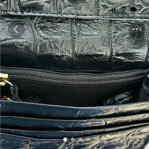 Brahmin Black Embossed Leather Accessory with Gold Accent
